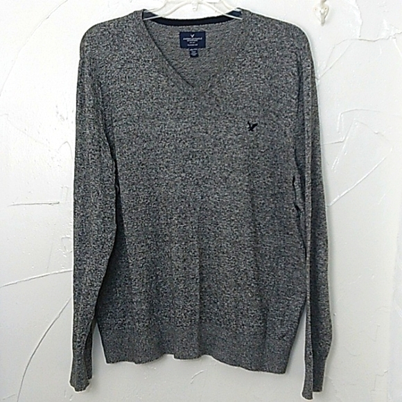 American Eagle Sweater Men's Size XXL‎ Classic Fit Heather Gray V-Neck Pullover - Picture 1 of 6